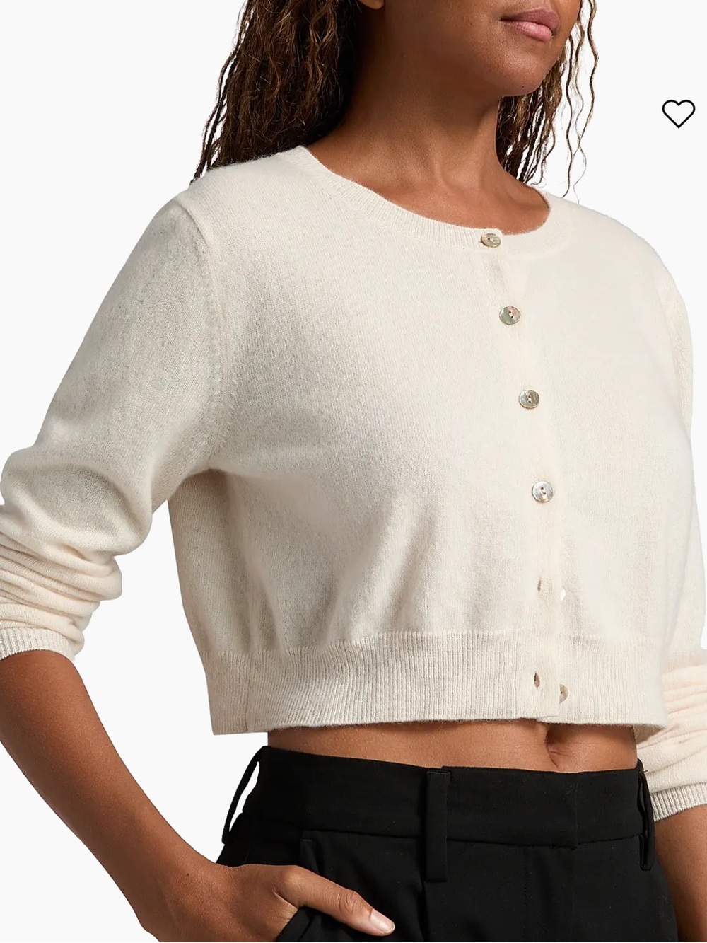 Reformation Janie Cashmere Crew Cardigan - Cream